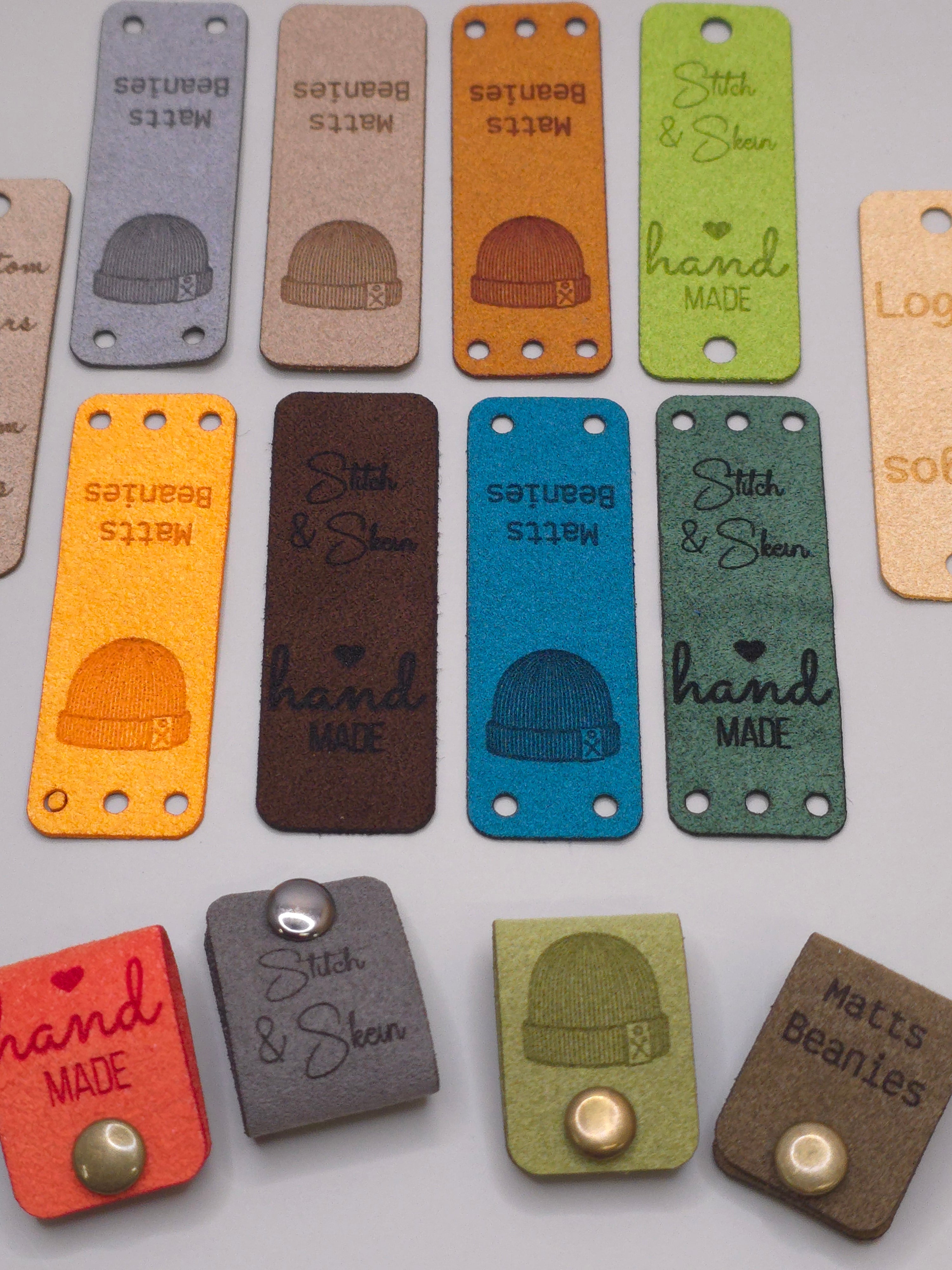 Custom Ultrasuede Fold-Over Tags – 0.85 × 2.50 in