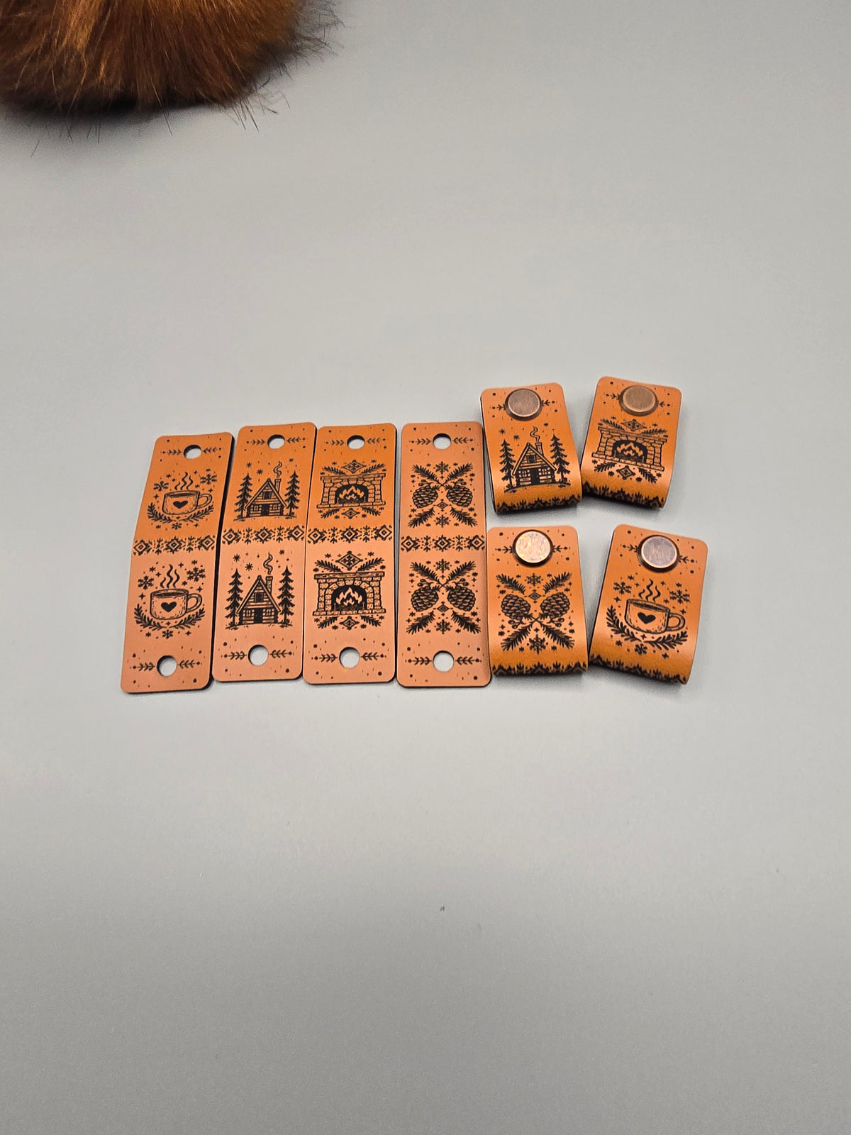 Cozy Cabin Faux Leather Fold-Over Tags – Set of 20 - 0.85 × 2.75 in