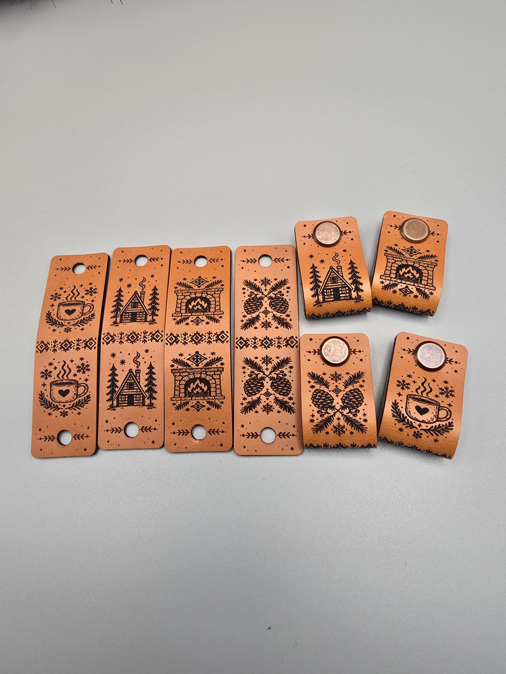 Cozy Cabin Faux Leather Fold-Over Tags – Set of 20 - 0.85 × 2.75 in