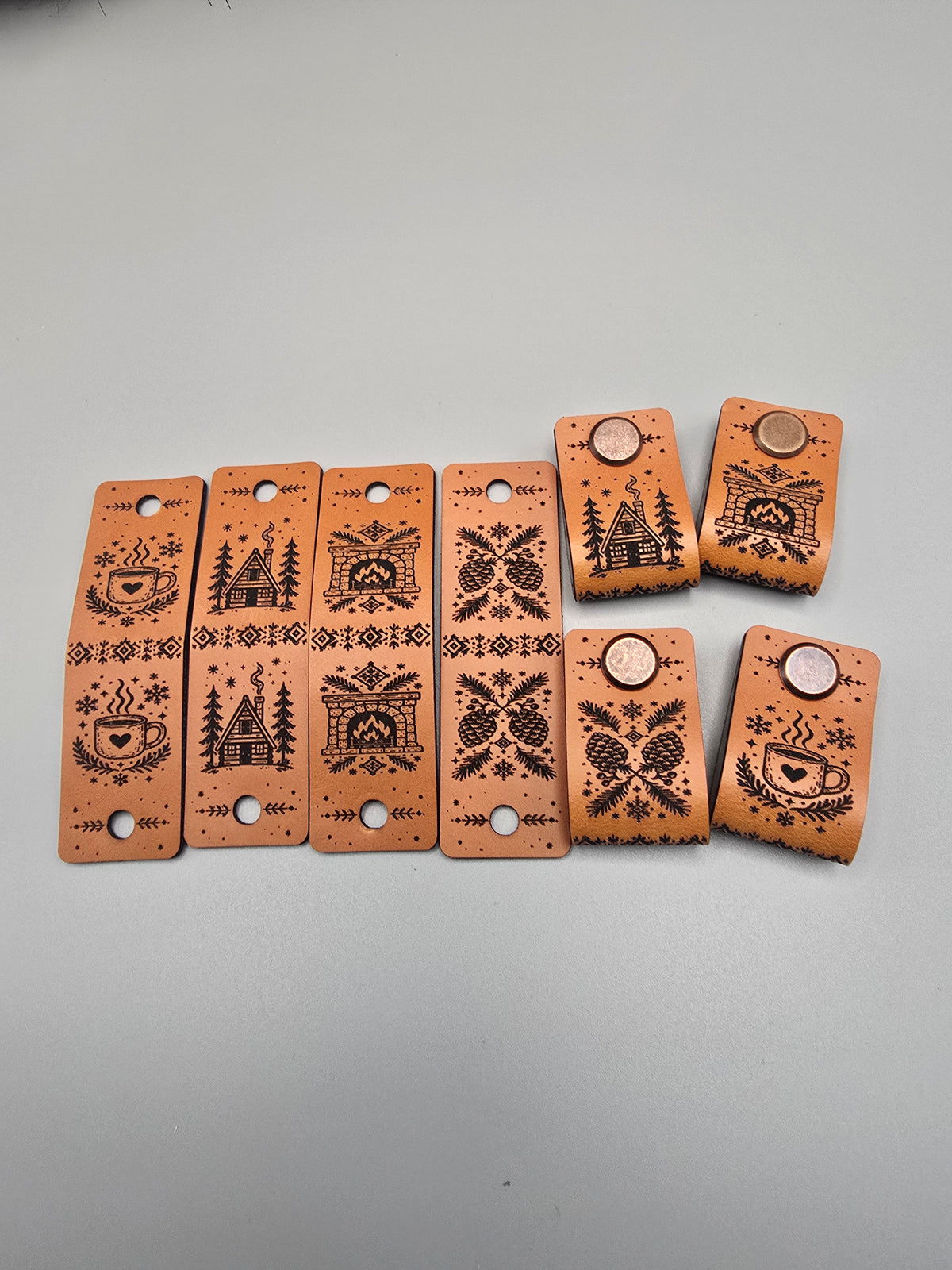 Cozy Cabin Faux Leather Fold-Over Tags – Set of 20 - 0.85 × 2.75 in