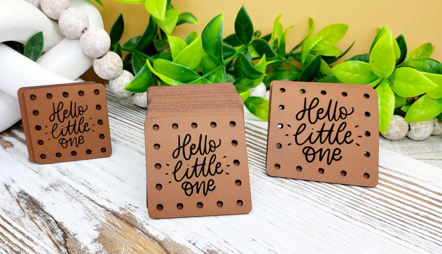Hello Little One!  Faux leather or Ultrasuede patches!  Crochet Beanie Patch! Knit Hat Patch!  Cup Cozy Patches! Baby Hat Patches!  Boho Baby!