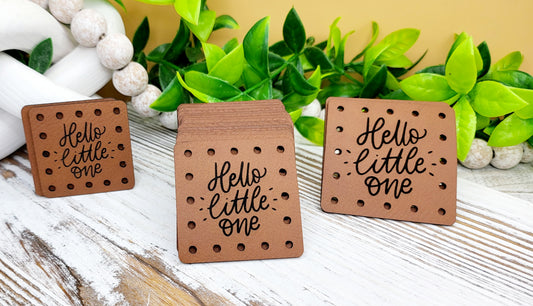 Hello Little One!  Faux leather or Ultrasuede patches!  Crochet Beanie Patch! Knit Hat Patch!  Cup Cozy Patches! Baby Hat Patches!  Boho Baby!