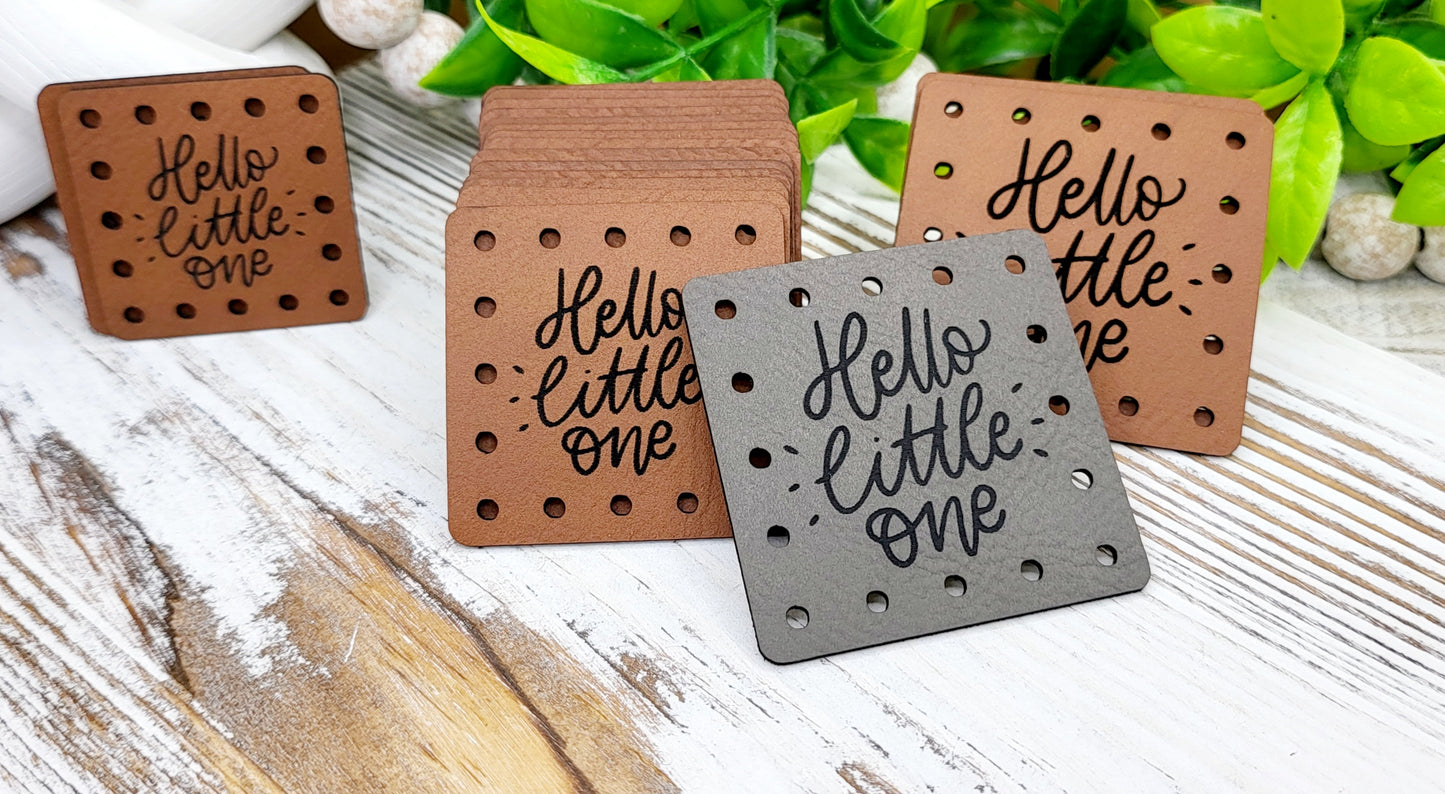 Hello Little One!  Faux leather or Ultrasuede patches!  Crochet Beanie Patch! Knit Hat Patch!  Cup Cozy Patches! Baby Hat Patches!  Boho Baby!