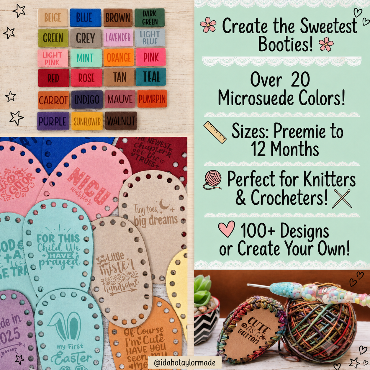 Custom Microsuede Baby Bootie Soles