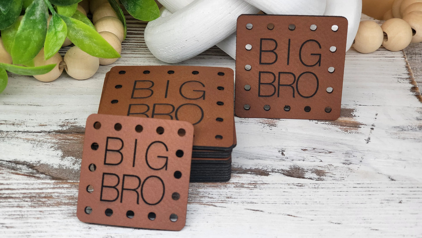 BIG BRO  Crochet Beanie Patch! Knit Hat Patch! Faux Leather! Ultrasuede! 3 Sizes! Boho Patch! Patch for Handmade Items! Family Patches!