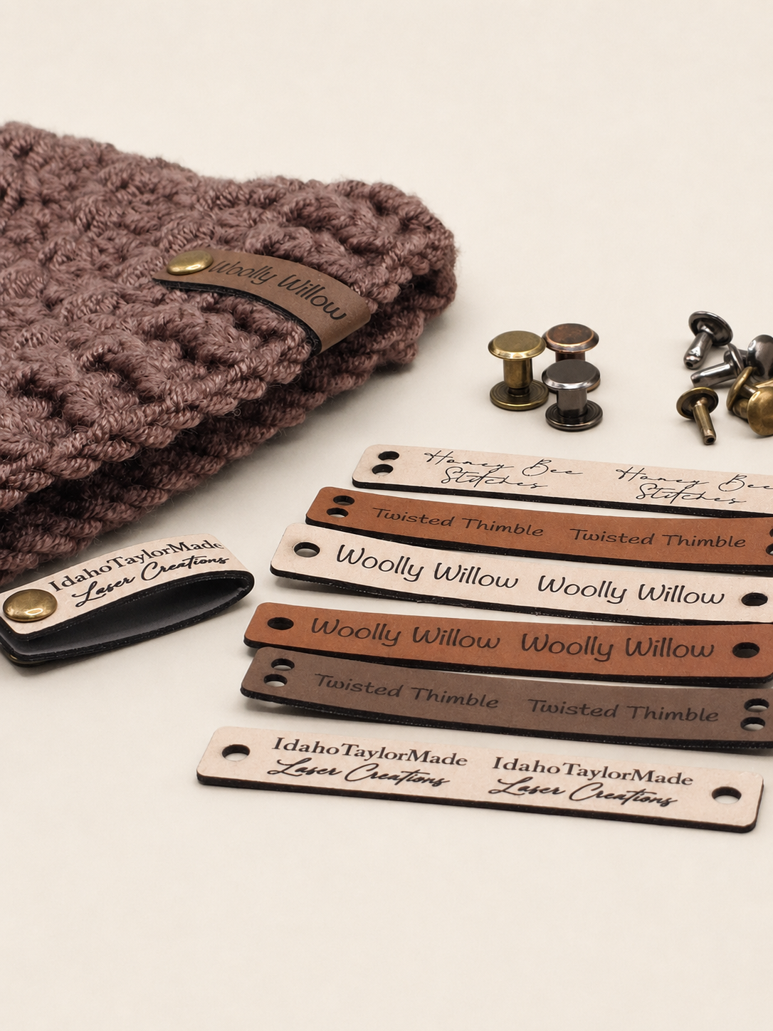 Custom Classic Faux Leather Skinny Tags – Mini, Midi & Maxi