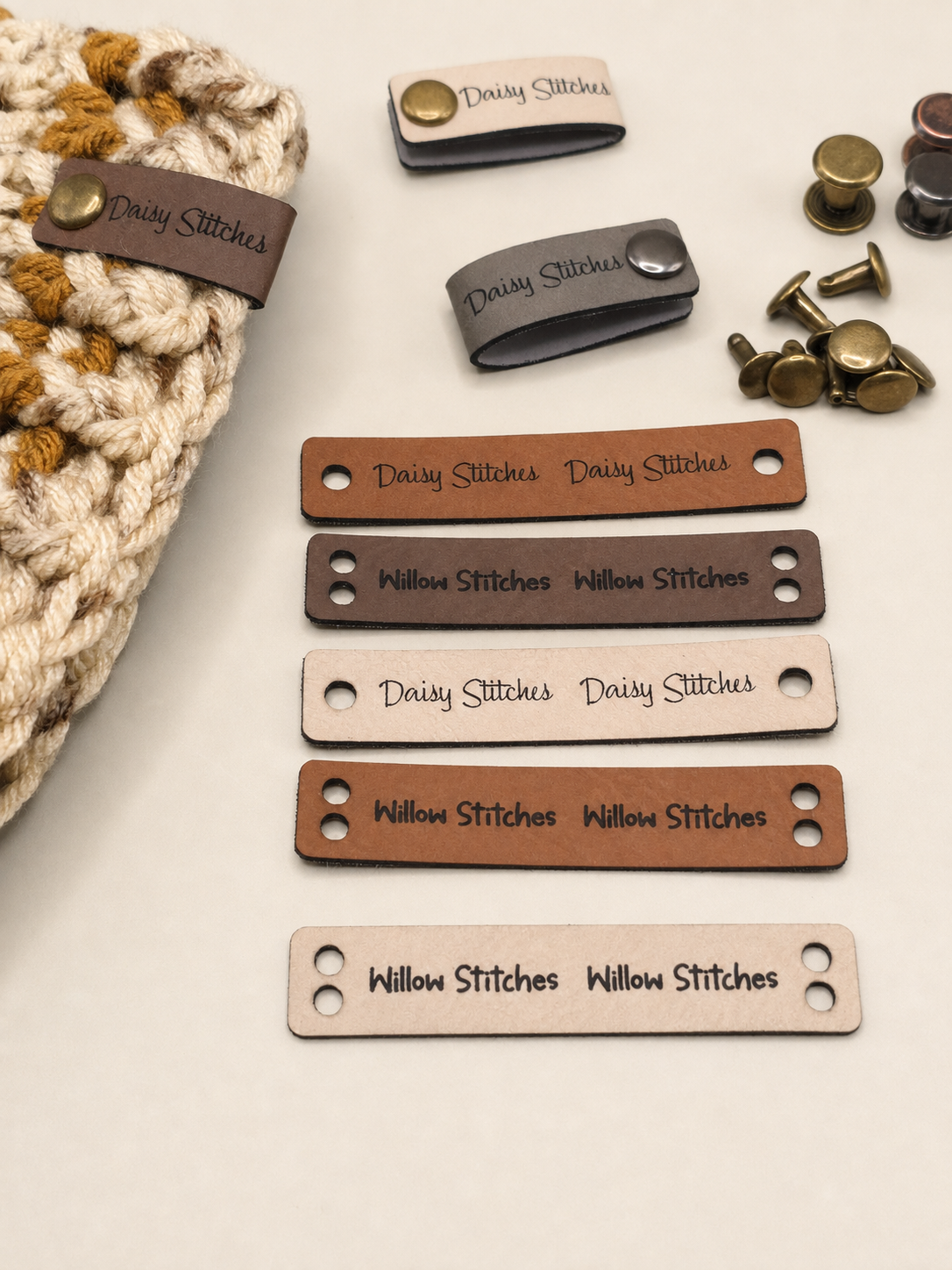 Custom Classic Faux Leather Skinny Tags – Mini, Midi & Maxi