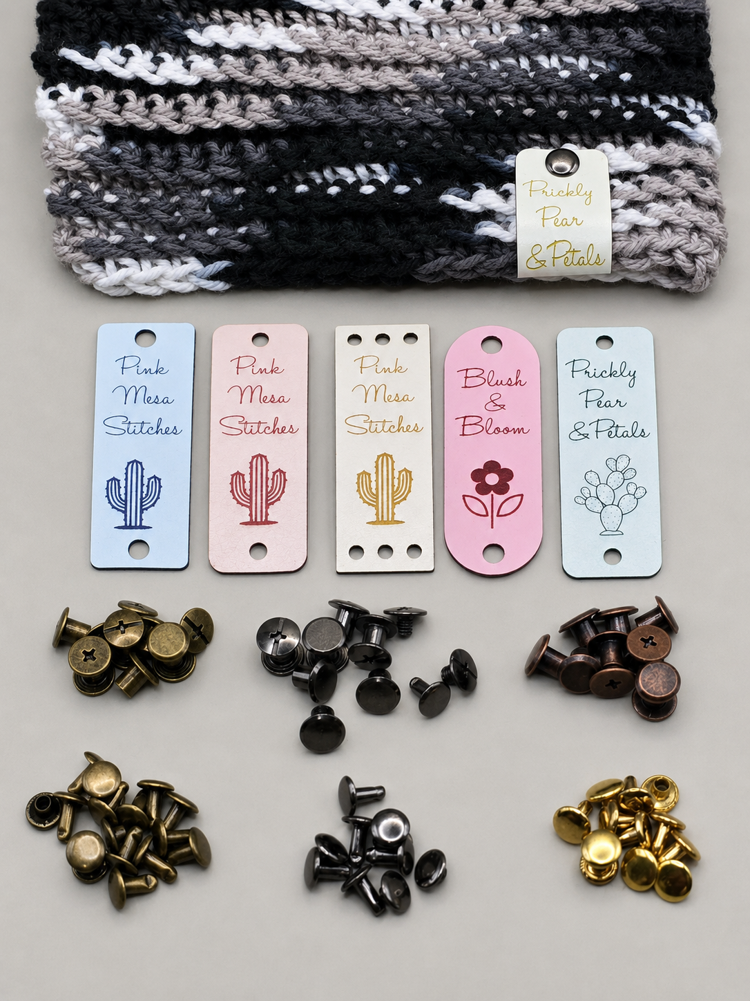 Custom White Color-Reveal Faux Leather Fold-Over Tags – 0.85 × 2.50 in