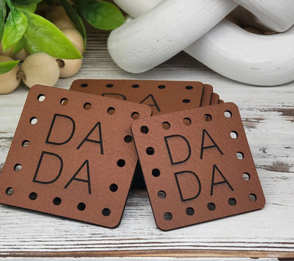 Dada Crochet Beanie Patch! Knit Hat Patch! Faux Leather! Ultrasuede! 3 Sizes! Boho Patch! Patch for Handmade Items! Family Patches!