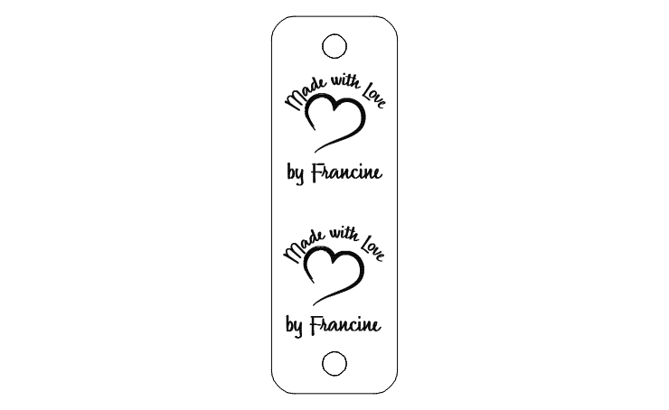 Made with Love by Francine fold-over tag proof