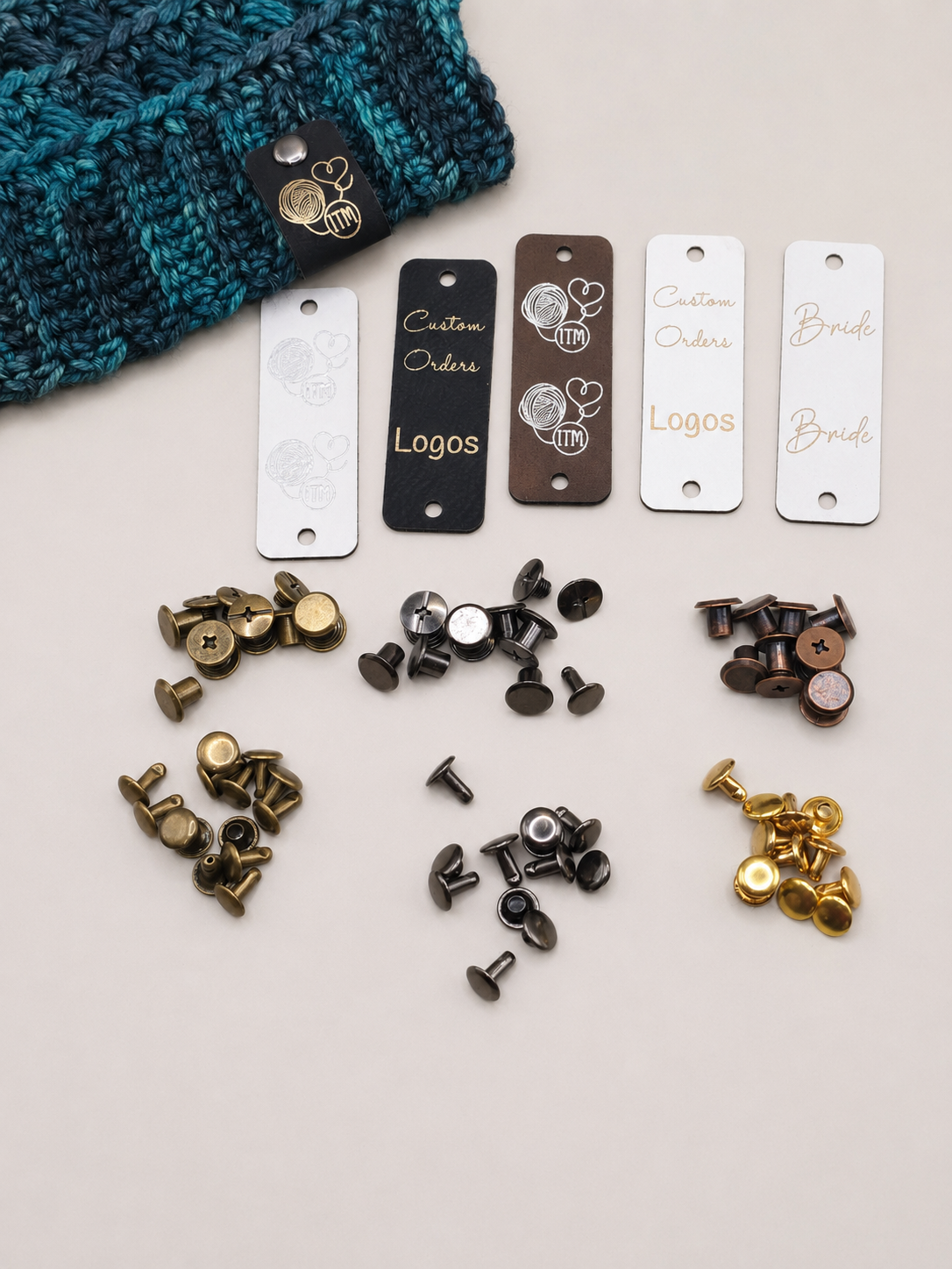 Custom Gold & Silver Engraving Faux Leather Fold-Over Tags – 0.85 × 2.50 in