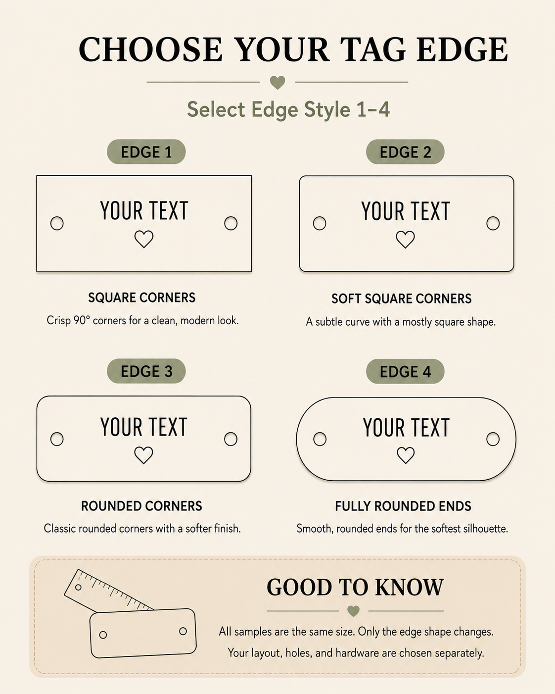 Custom Classic Faux Leather Fold-Over Tags – 0.85 × 2.50 in