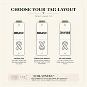 Cancer awareness tag layout options 1, 2 and 3