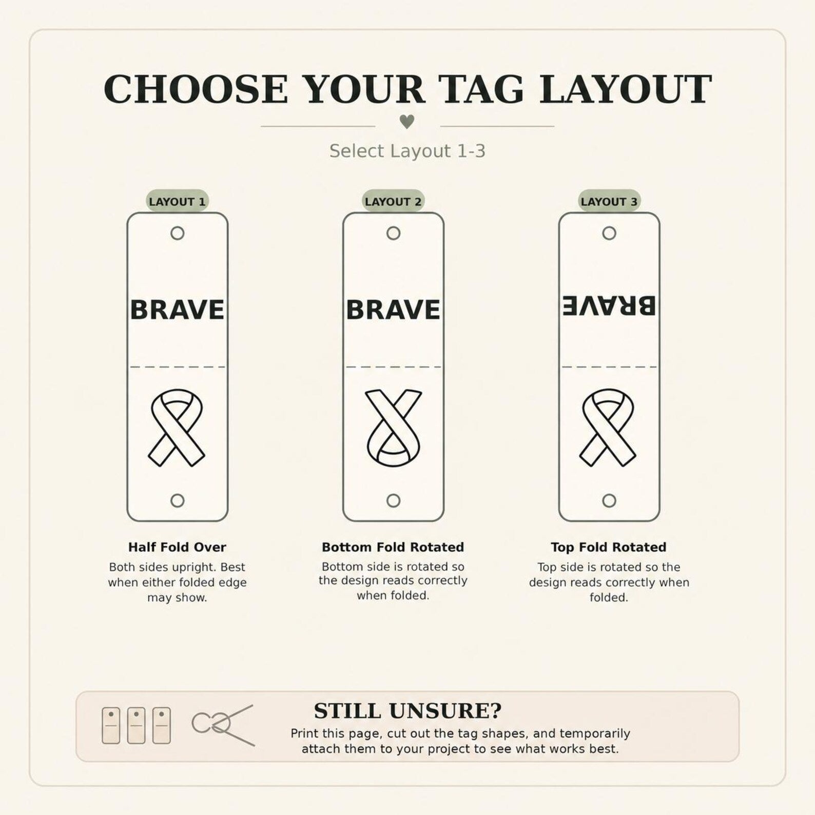 Cancer awareness tag layout options 1, 2 and 3