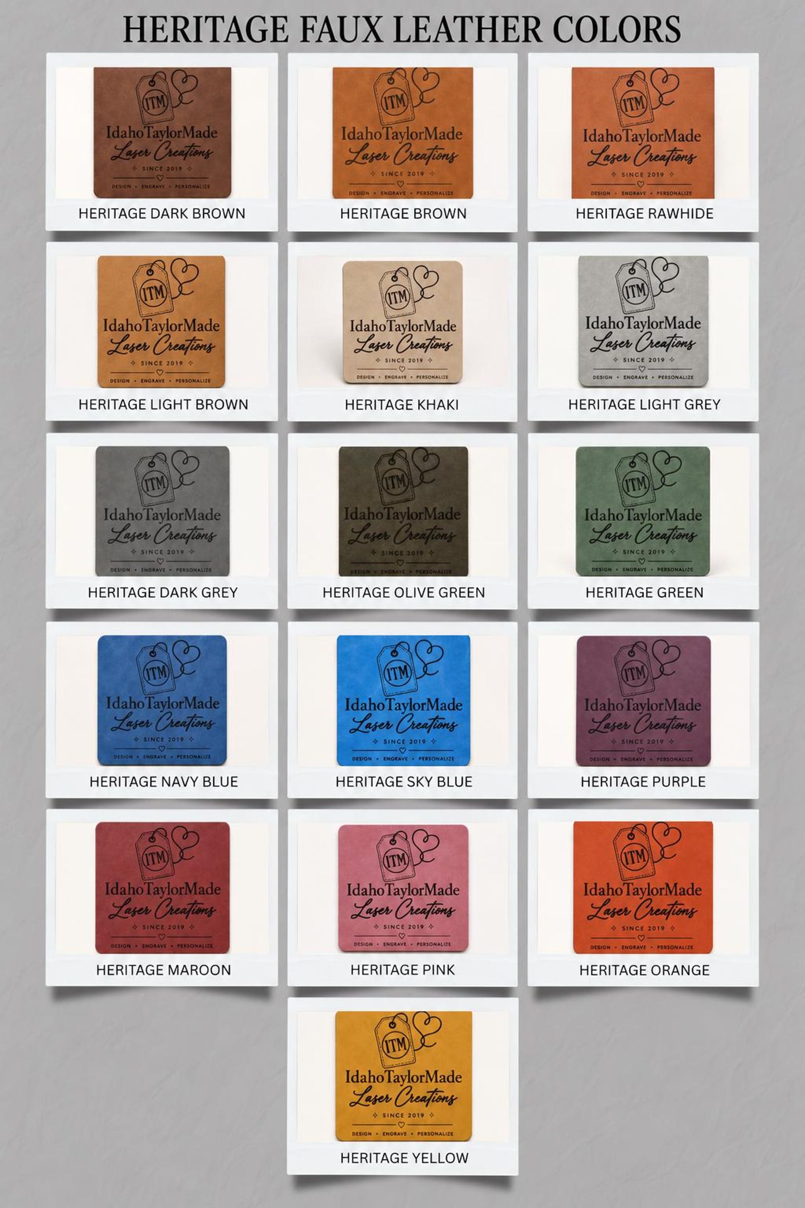 Heritage faux leather color card