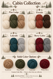 Earwarmer color collection previews: Pine Lodge, Fireside, Lakeside, Berry Cabin, and four solid options