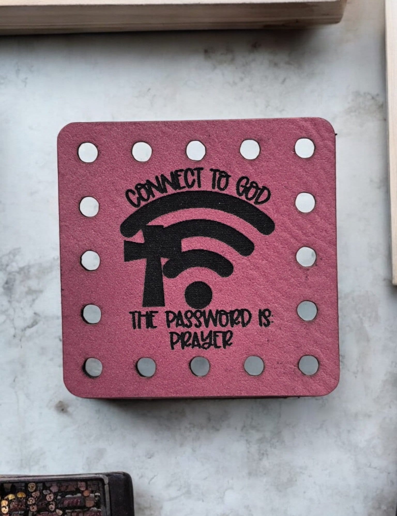 Connect to God Faux Leather Patch: Prayer Password, Sew-On Tag — photo 1