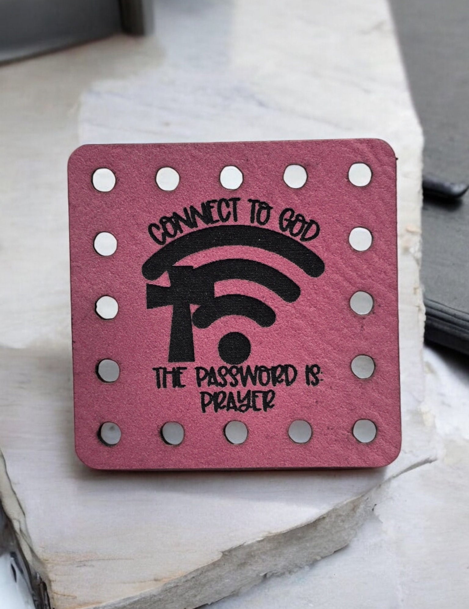 Connect to God Faux Leather Patch: Prayer Password, Sew-On Tag — photo 6