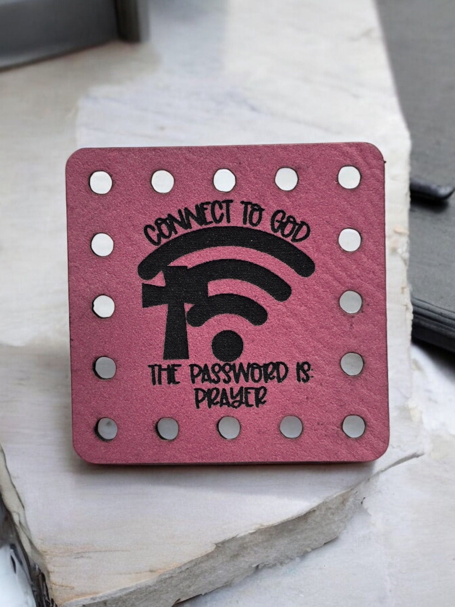 Connect to God Faux Leather Patch: Prayer Password, Sew-On Tag — photo 6