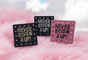 Never Give Up Faux Leather Patch - Beanie, Crochet, Knitting — photo 1