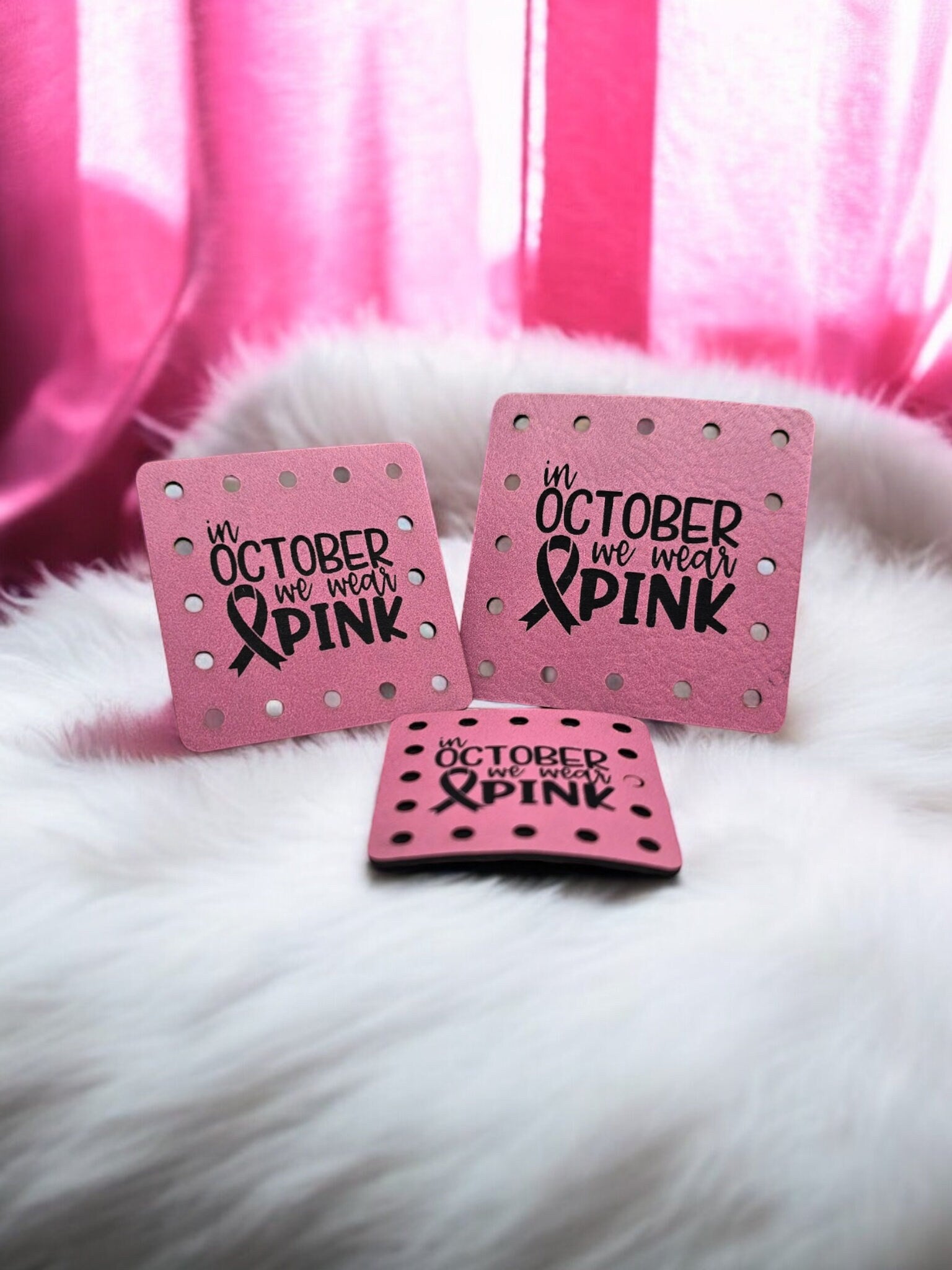 Pink Breast Cancer Ribbon Faux Leather Patch: Crochet, Knit Embellishment — photo 4