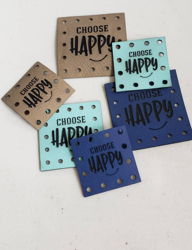 Choose Happy Faux Leather Patch, Sew-On Tags for Crochet and Knit Hats — photo 1