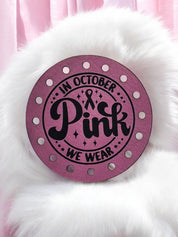 In October We Wear Pink Faux Leather Patch, Round Breast Cancer Ribbon — photo 1