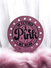 In October We Wear Pink Faux Leather Patch, Round Breast Cancer Ribbon — photo 6
