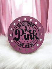 In October We Wear Pink Faux Leather Patch, Round Breast Cancer Ribbon — photo 7