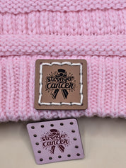 Stronger Than Cancer Faux Leather Patches – Sew-On Labels for Crochet & Knit Hats — photo 10