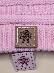 Stronger Than Cancer Faux Leather Patches – Sew-On Labels for Crochet & Knit Hats — photo 9