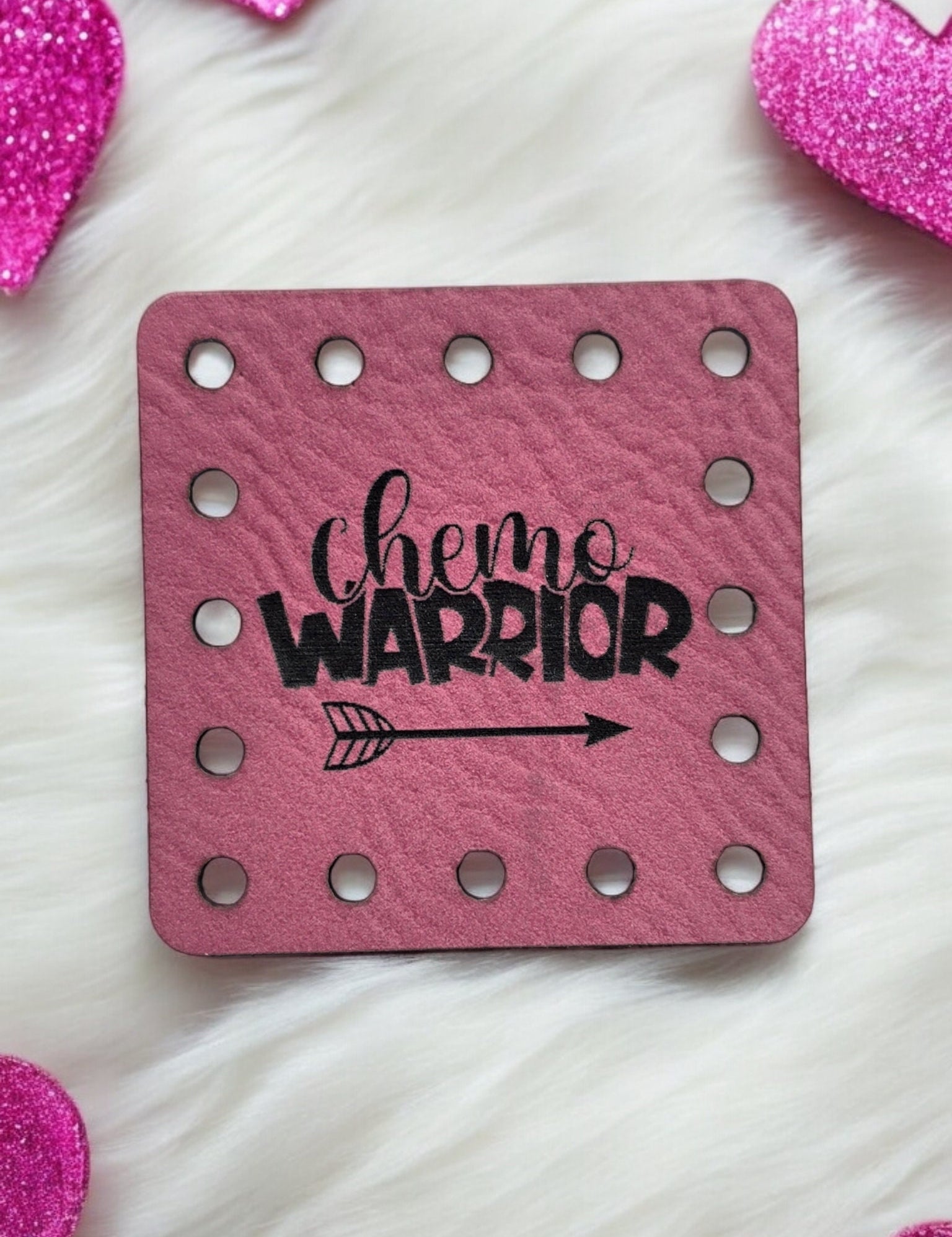Chemo Warrior Faux Leather Patch, Cancer Support Sew-On Tags — photo 1