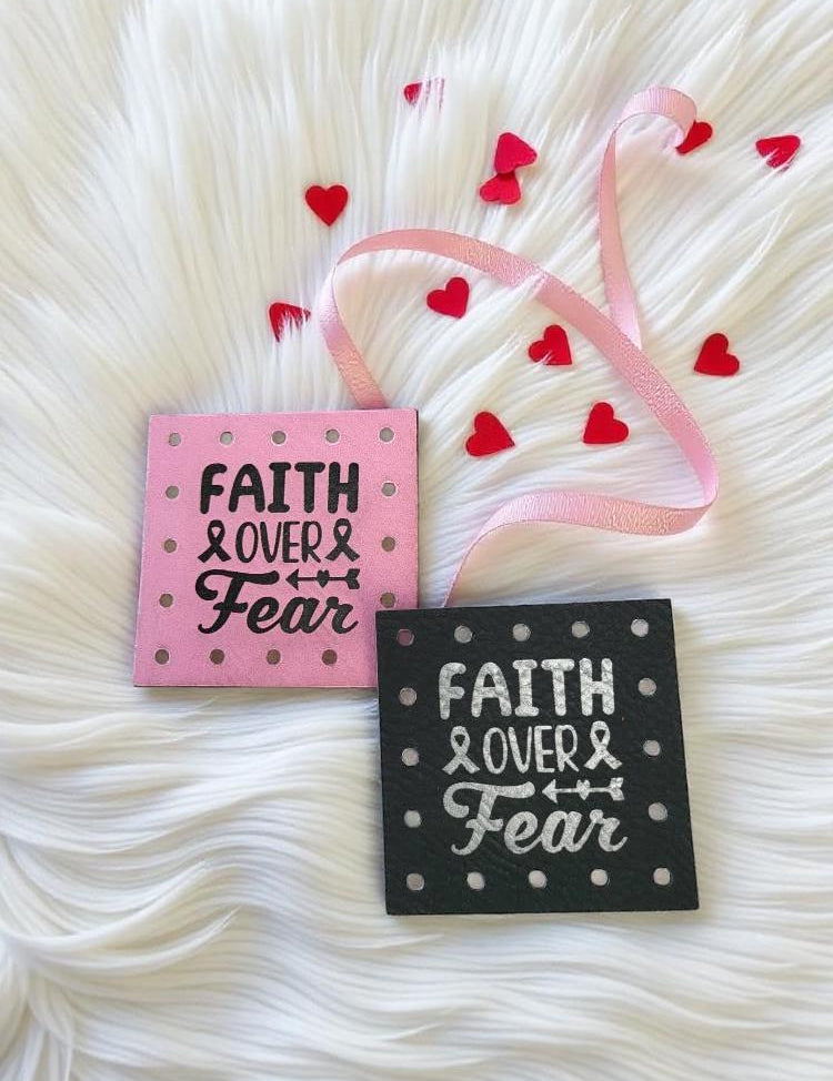 Faith Over Fear Faux Leather Patch: Sew-On Tag for Hats & Beanies — photo 6