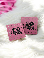 FU Cancer Faux Leather Patch, Breast Cancer Ribbon and Hearts Sew-On Tag — photo 1
