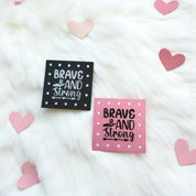 Brave and Strong Faux Leather Patch: Sew-On Knit Hat Applique — photo 1