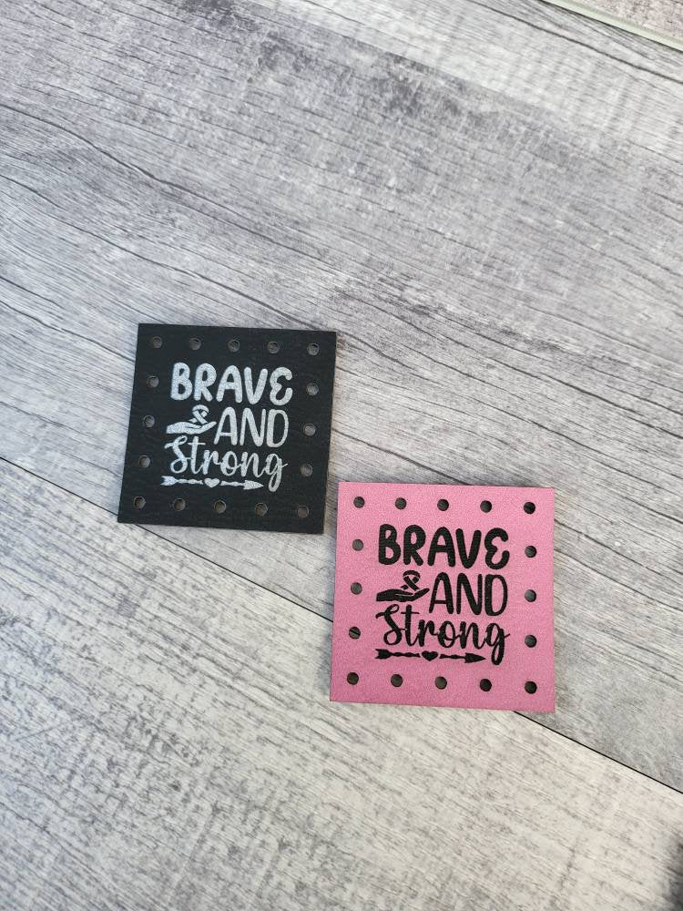 Brave and Strong Faux Leather Patch: Sew-On Knit Hat Applique — photo 7