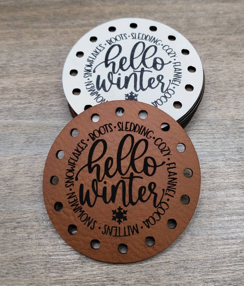 Hello Winter Word Art faux leather patches — photo 2