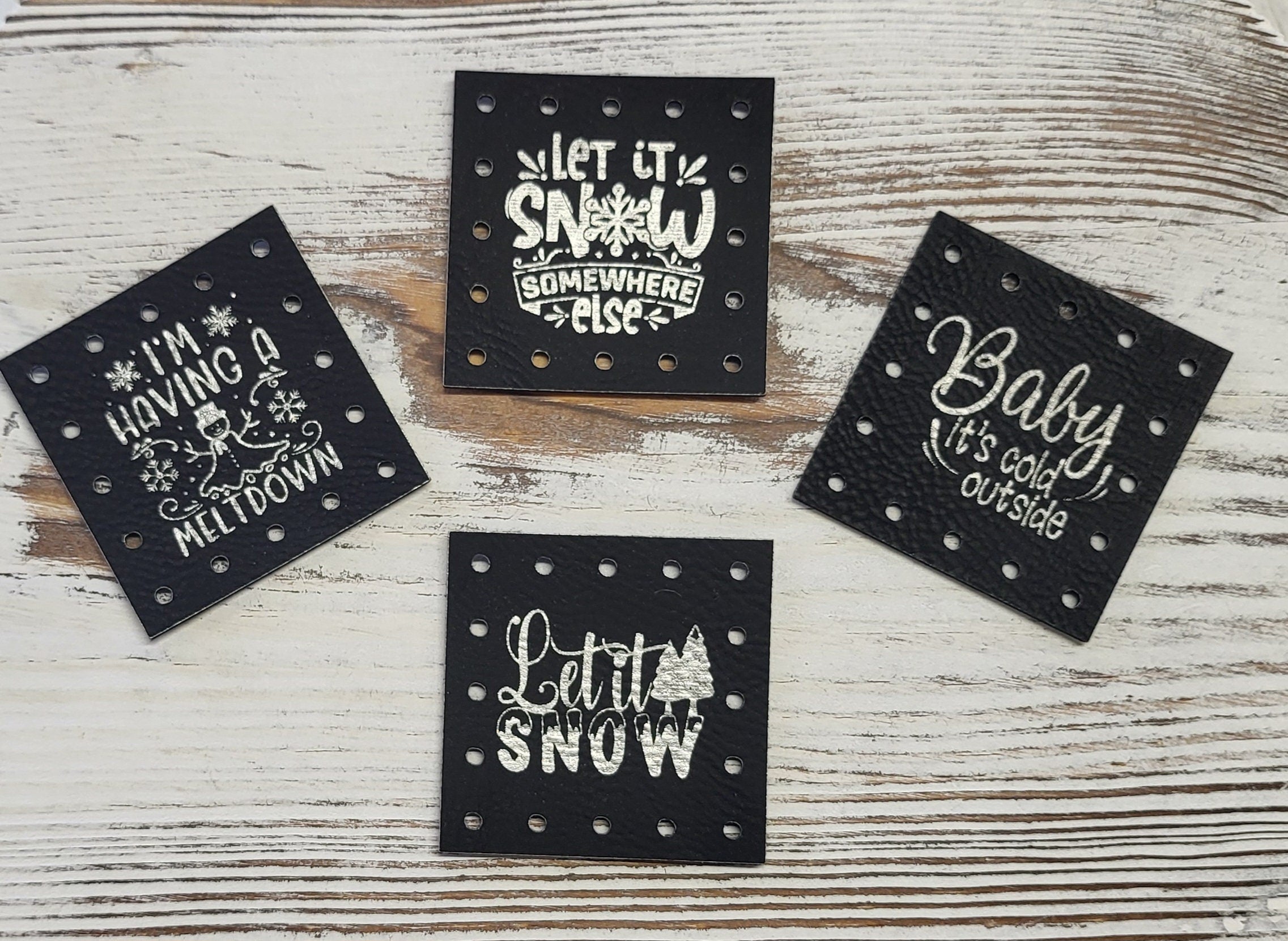 Winter Sayings faux leather patches — photo 1