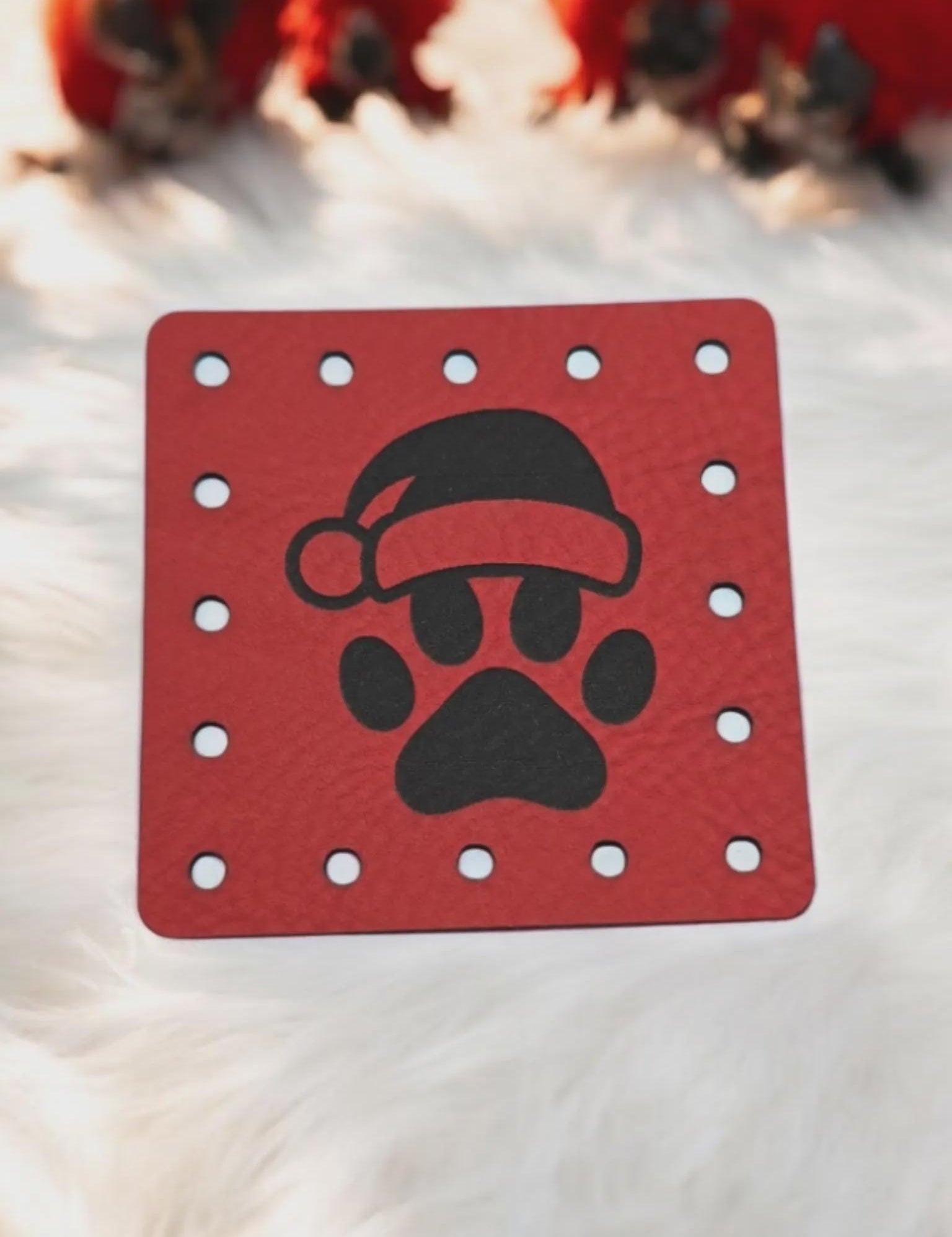 Santa Hat Paw Print faux leather patches — photo 2