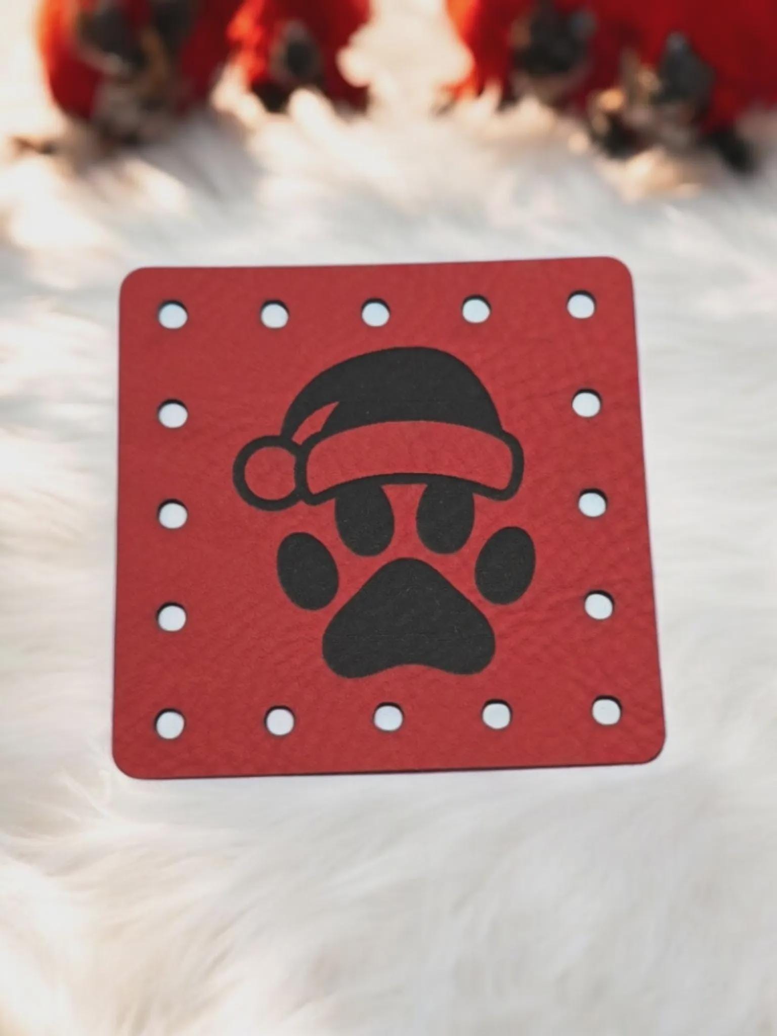 Santa Hat Paw Print faux leather patches — photo 2