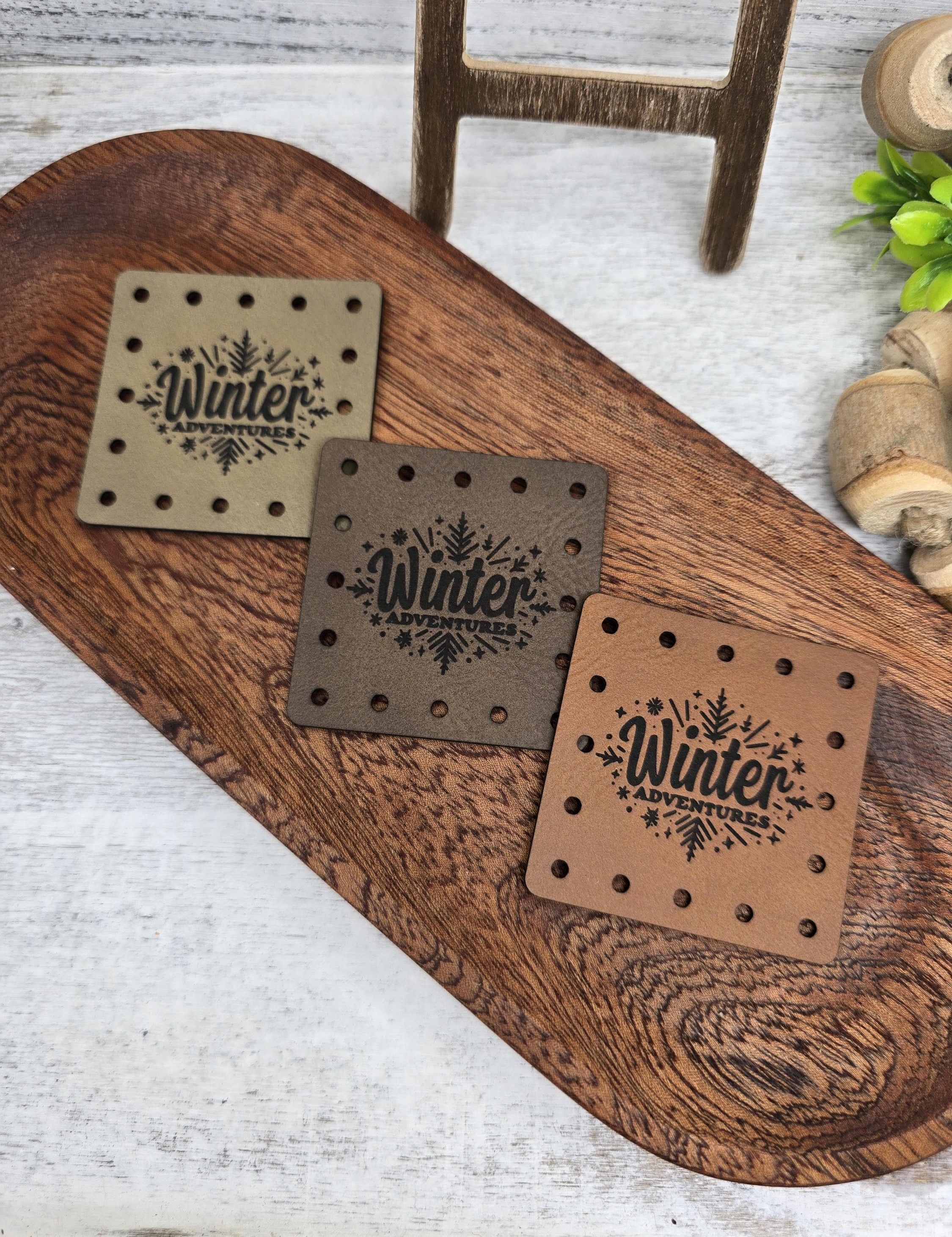 Winter Adventures faux leather patches — photo 1