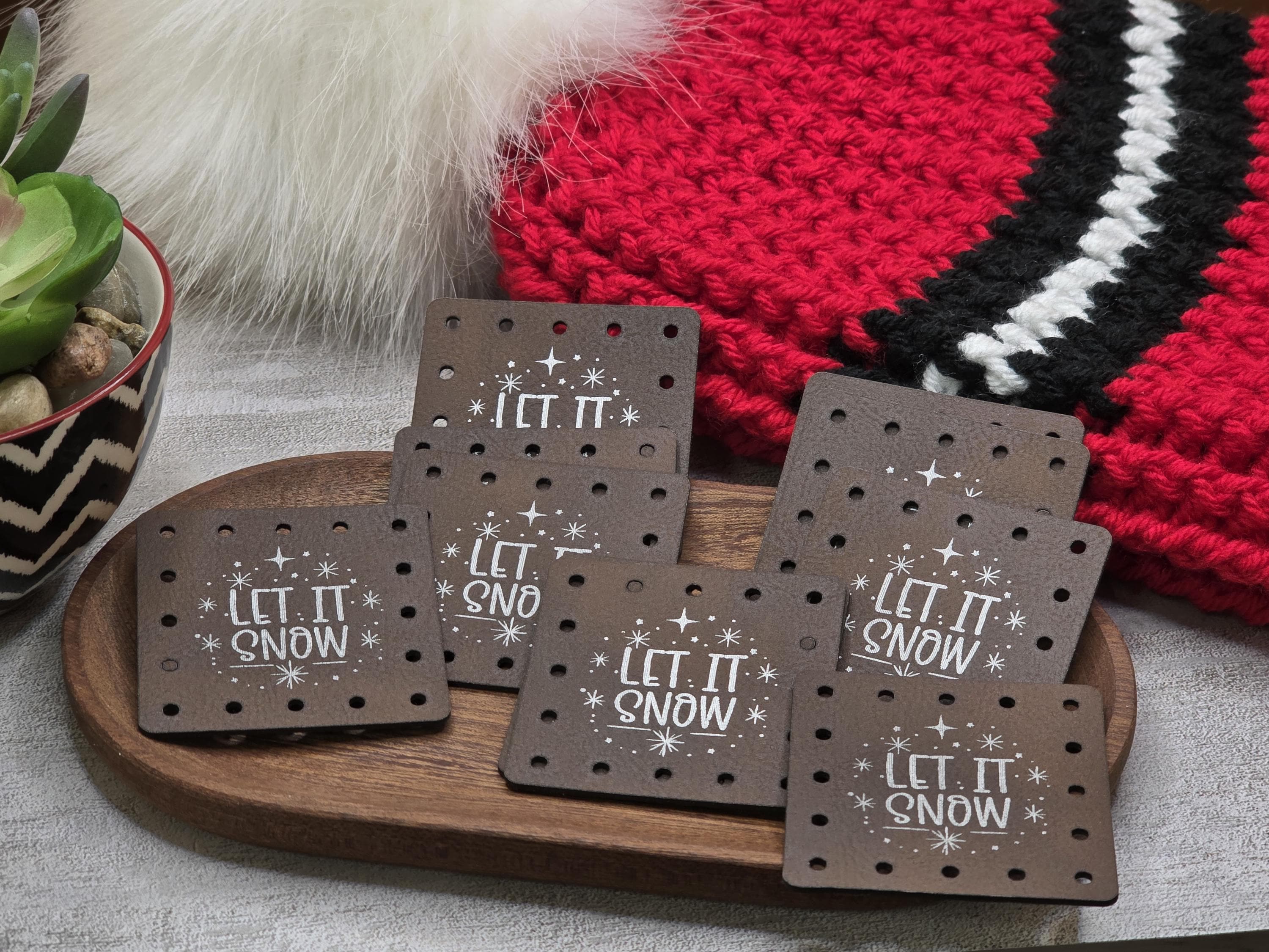 Let It Snow faux leather patches — photo 1