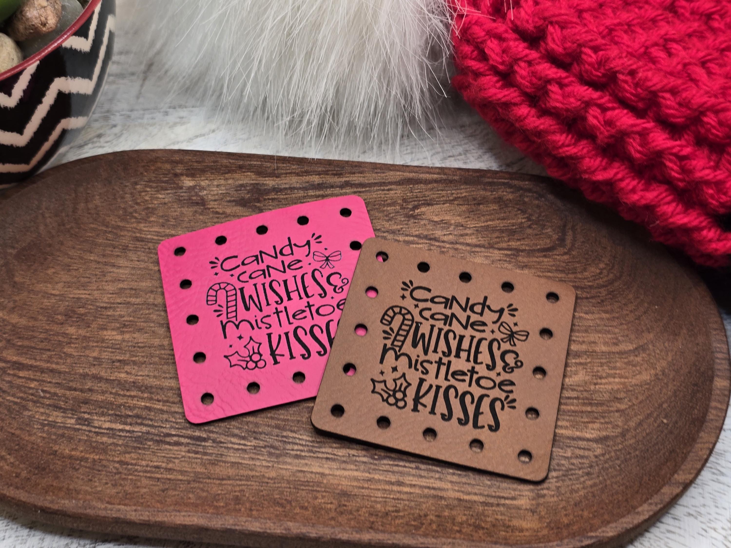 Candy Cane Wishes & Mistletoe Kisses faux leather patches — photo 1