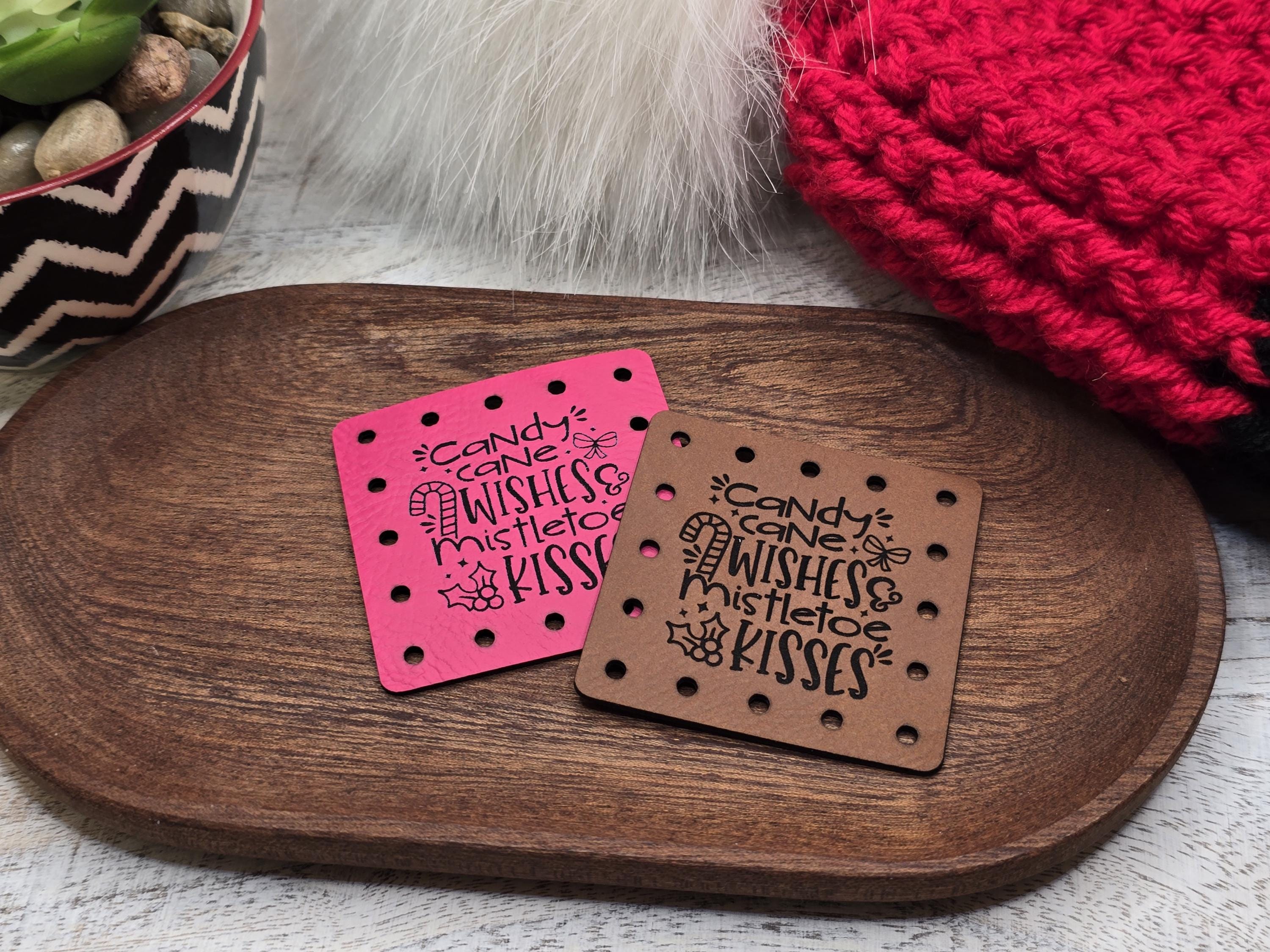 Candy Cane Wishes & Mistletoe Kisses faux leather patches — photo 2