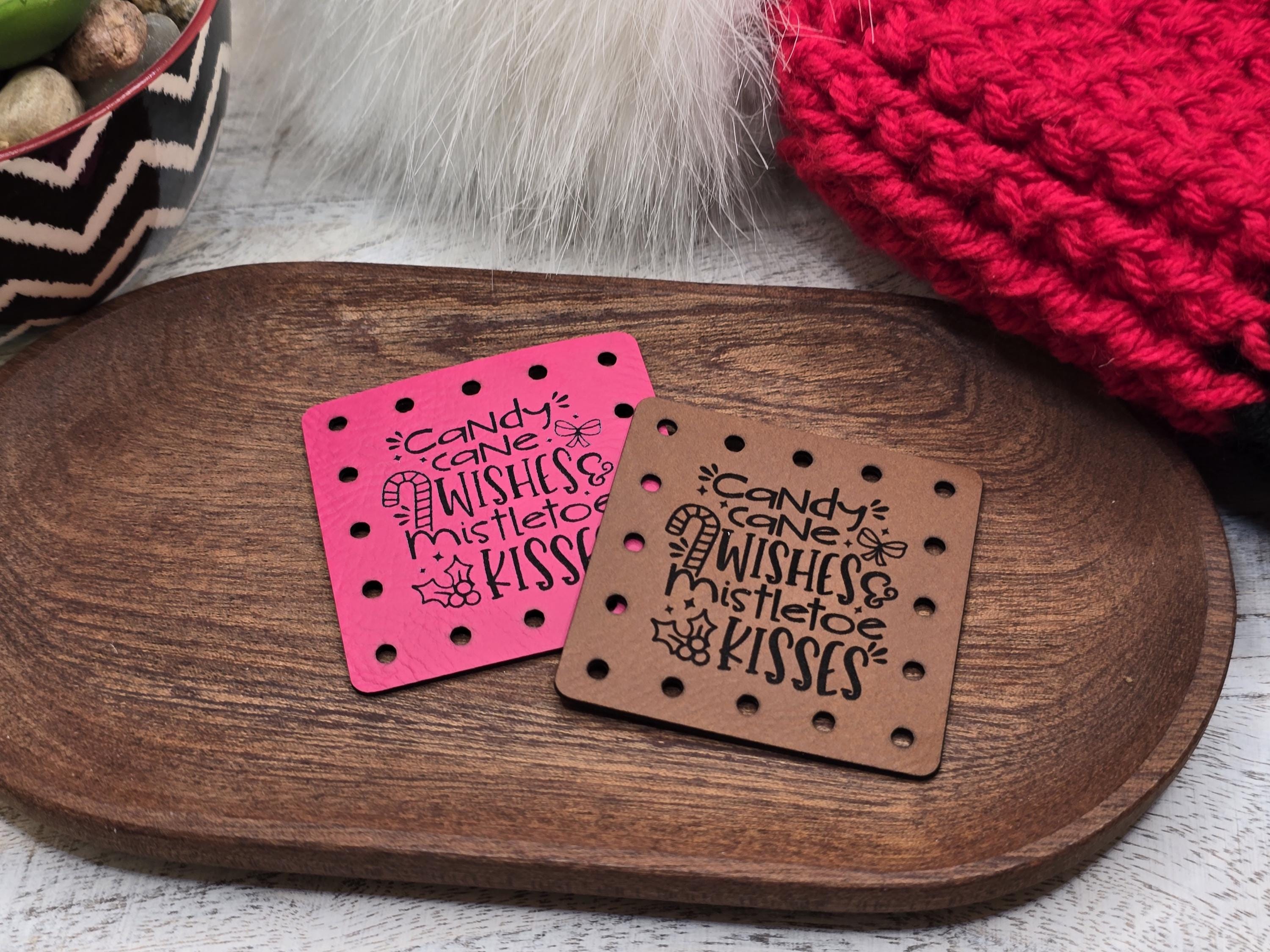 Candy Cane Wishes & Mistletoe Kisses faux leather patches — photo 3