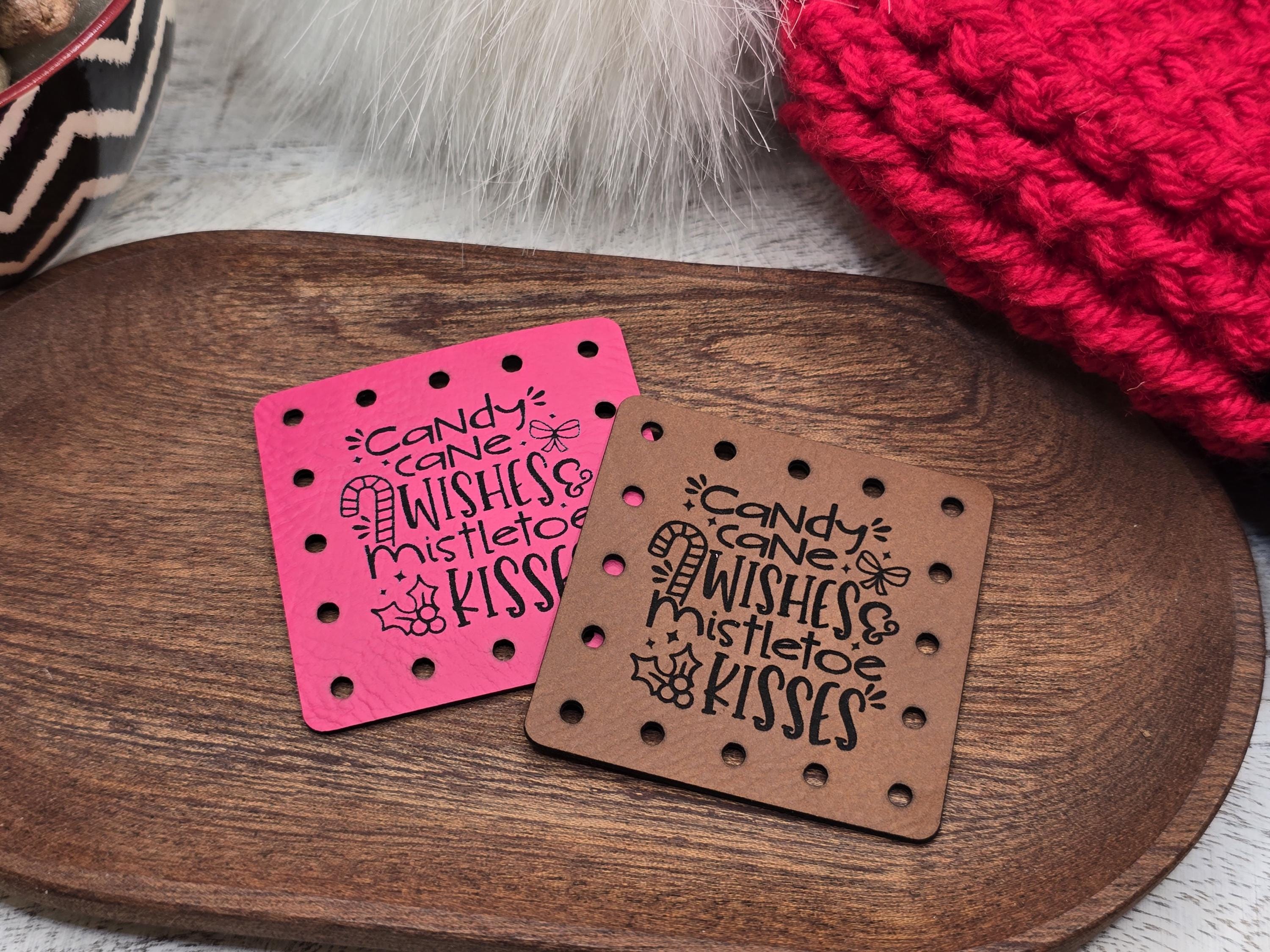 Candy Cane Wishes & Mistletoe Kisses faux leather patches — photo 4