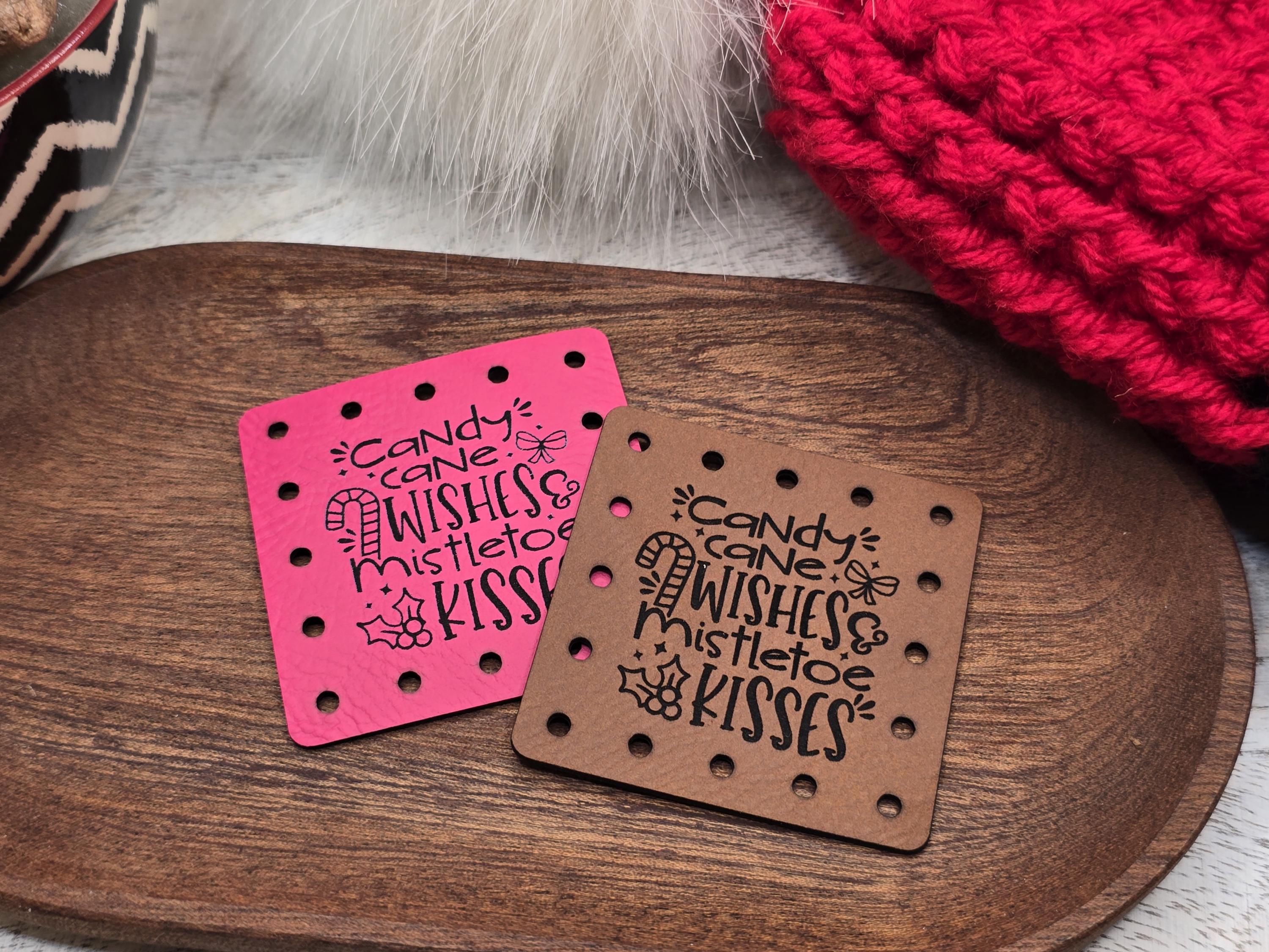 Candy Cane Wishes & Mistletoe Kisses faux leather patches — photo 6
