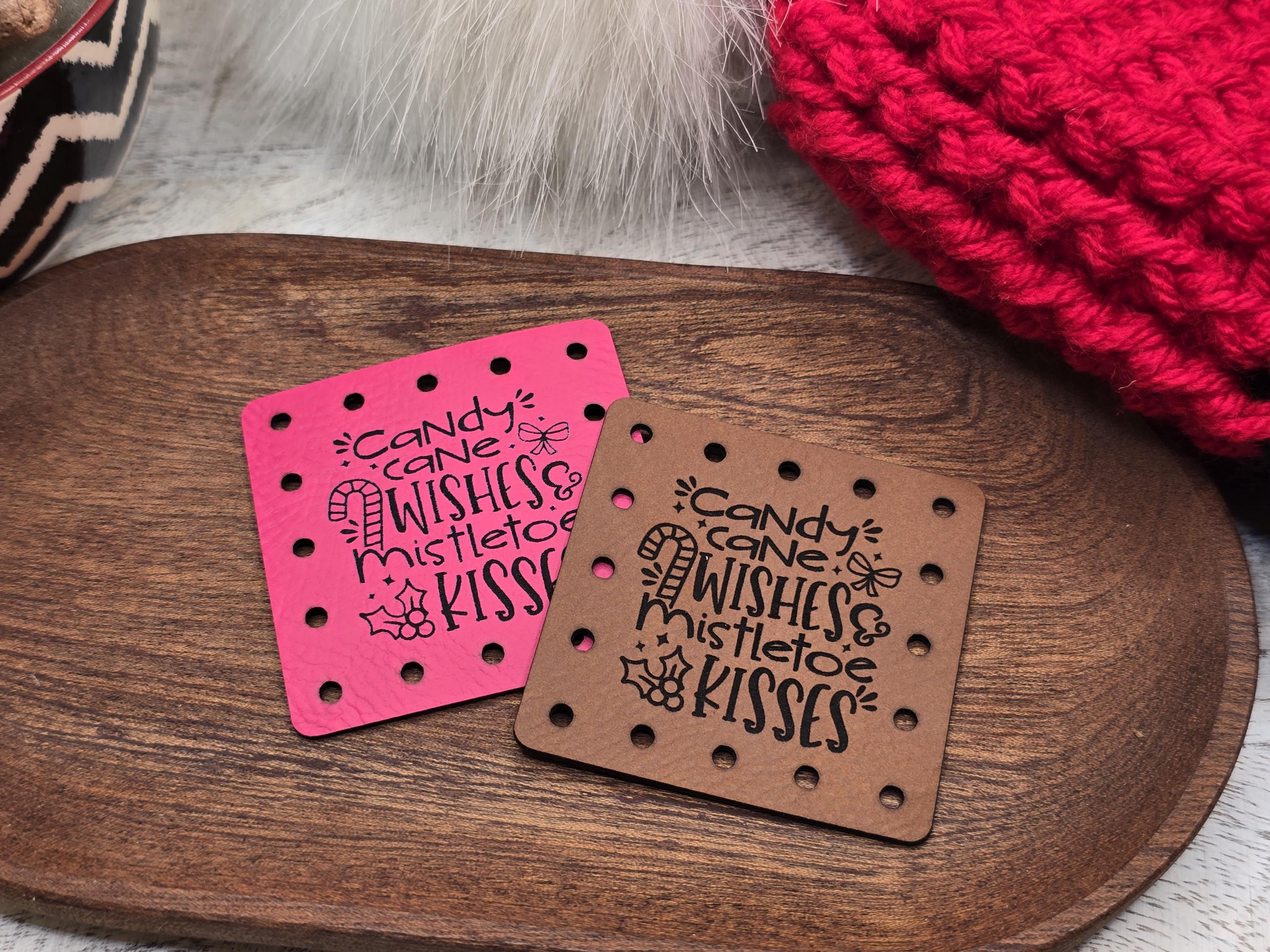 Candy Cane Wishes & Mistletoe Kisses faux leather patches — photo 7