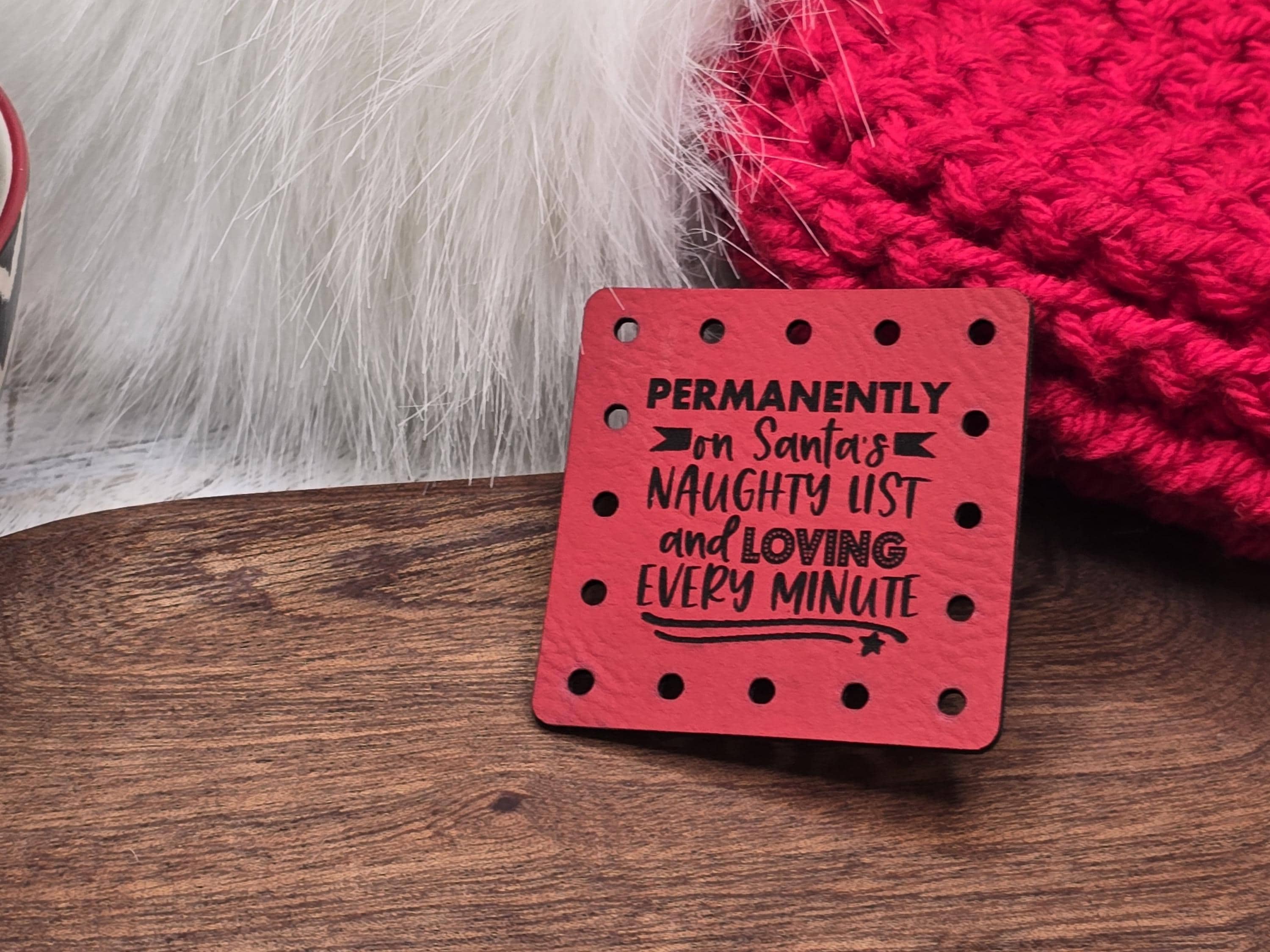 Permanently on Santa's Naughty List faux leather patches — photo 1