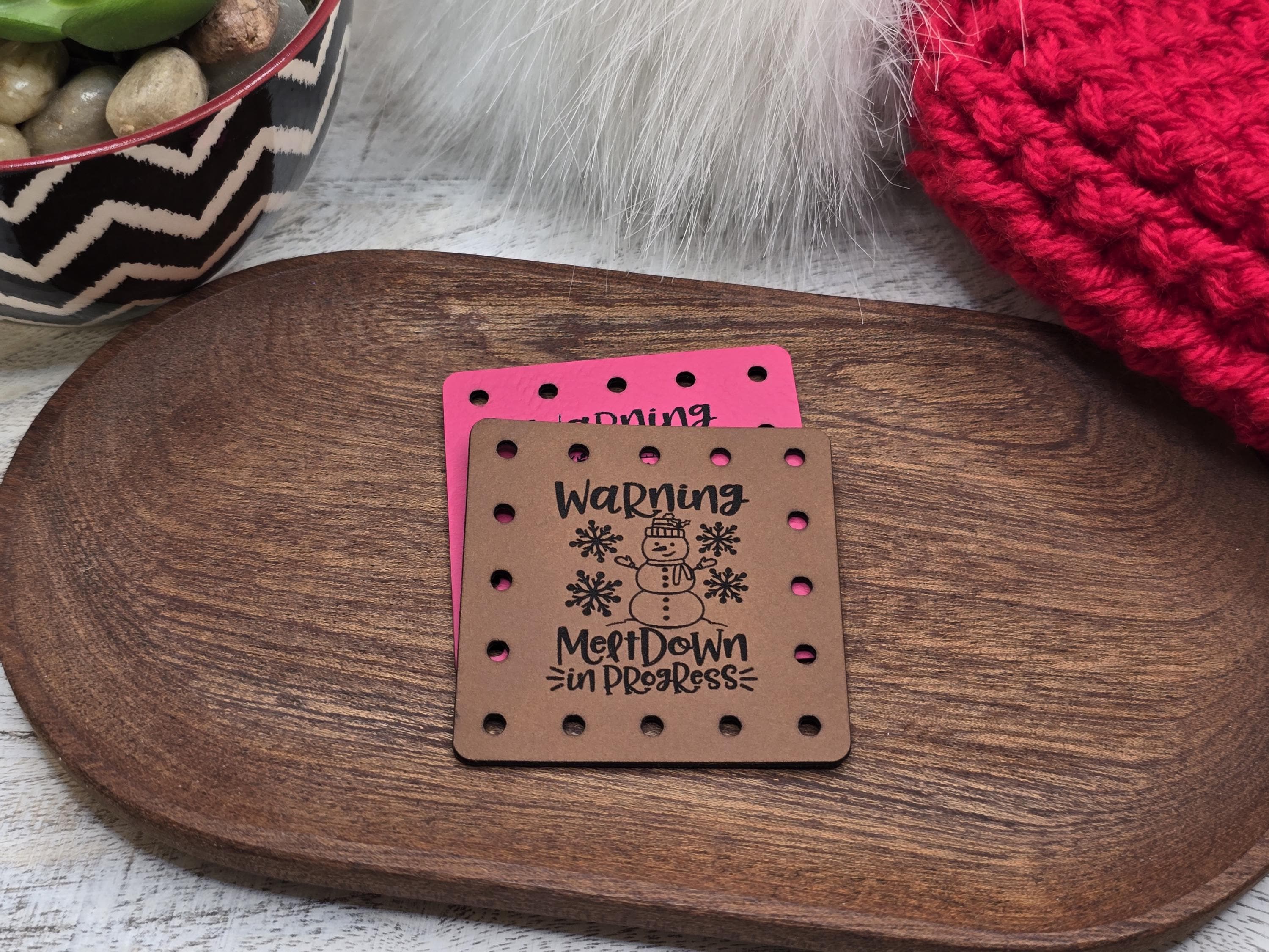 Warning Meltdown in Progress faux leather patches — photo 2